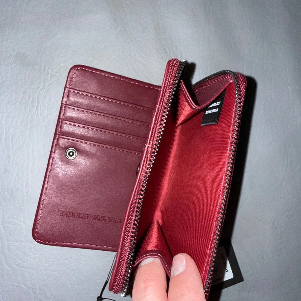 Badgley Mischka Bundle - Wine Red Purse and Croco Embossed Vegan Leather Wallet